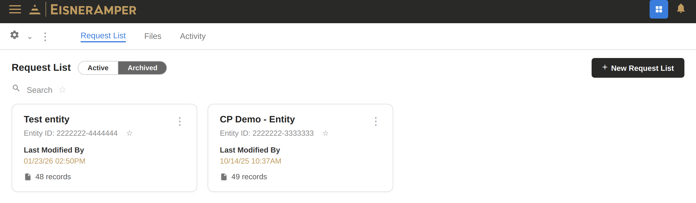 Request List Workspace